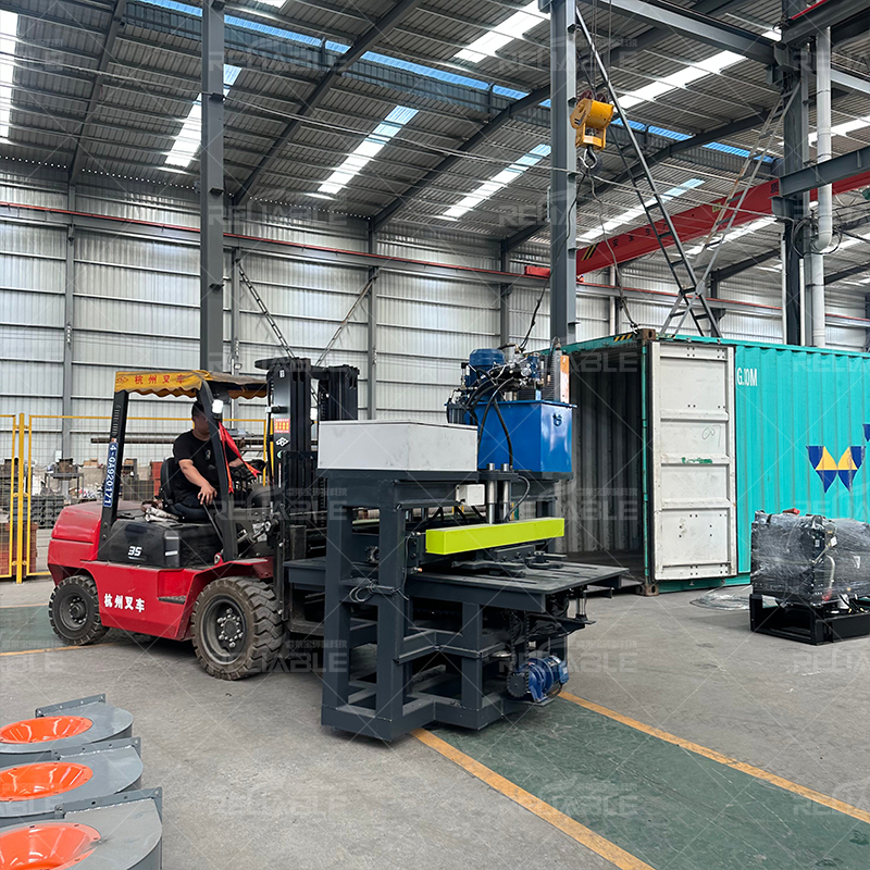 Factory loading solar panel frame removal machine into container for overseas shipment
